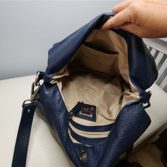 Pulicati Women's Super Soft Leather Satchel Purse Bag Tote Made in Italy Blue - Picture 5 of 6